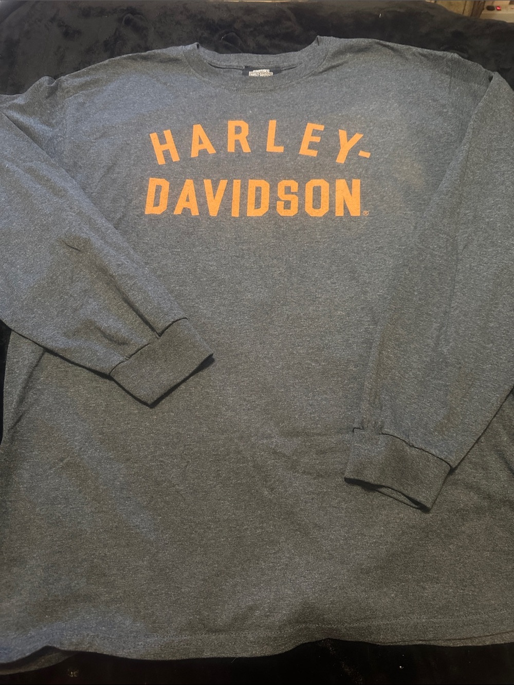 Harley-Davidson Gray Long Sleeve Shirt with Orange Logo LARGE